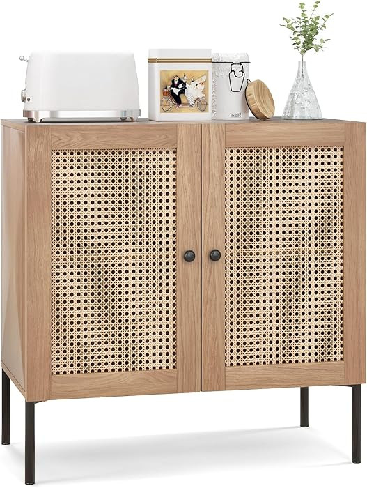 Giantex Buffet Cabinet, Wood Sideboard Storage Cabinet with Rattan Door, 3-Position Adjustable Sh... | Amazon (US)