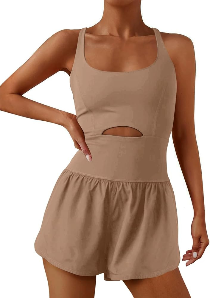 ReachMe Womens Running Onesie Workout Rompers Athletic RomperS One Piece Outfits Exercise Jumpsui... | Amazon (US)