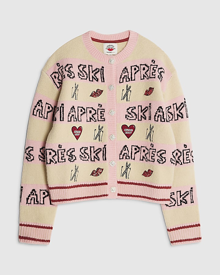 Nephthys Pink Apres Ski Cardigan | River Island UK & IE