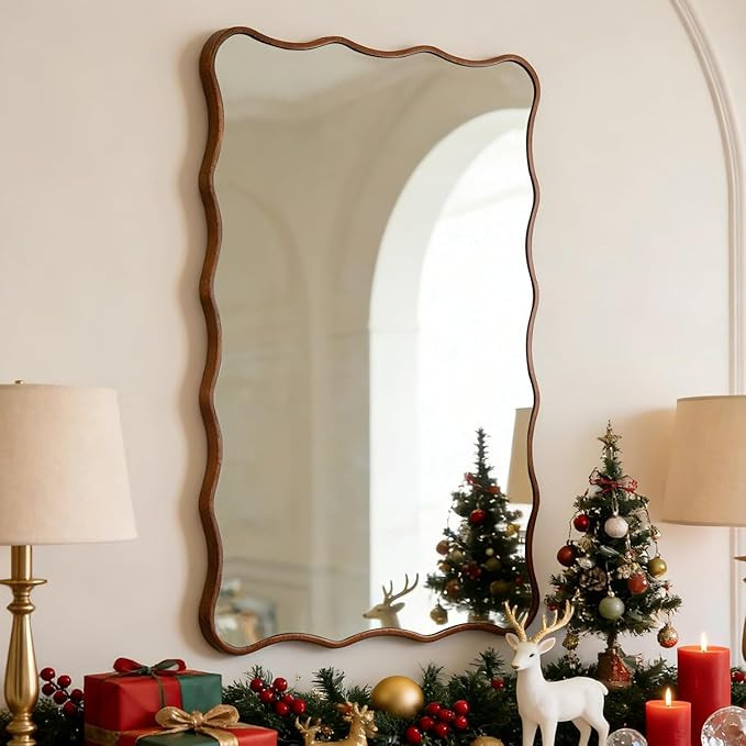 SHYFOY Wall Mirror Decorative, Antique Mirror Gold Wavy Mirrors 20x30” Irregular Mirrors Asymme... | Amazon (US)