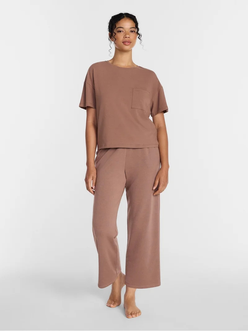Joyspun Women\u2019s Cotton-Blend Sleep Lounge Top with Short Sleeves, Sizes S-3X | Walmart (US)