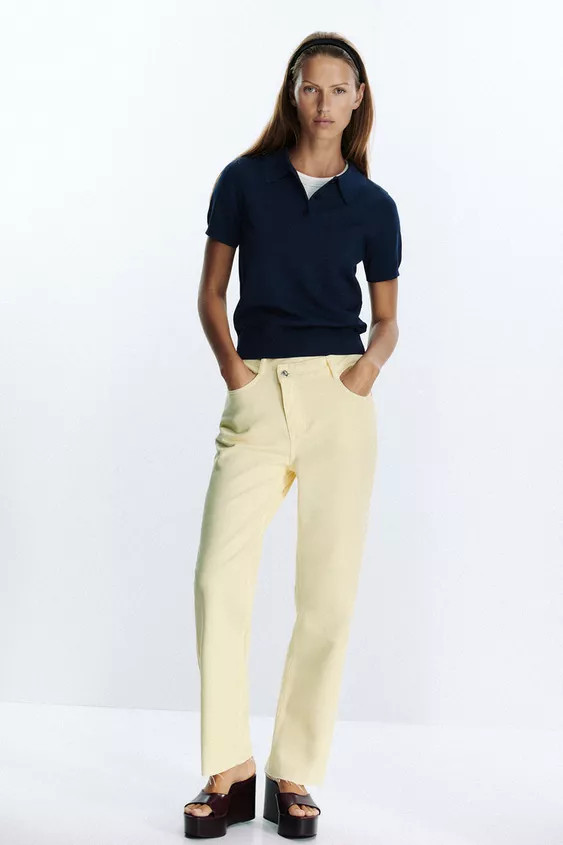 Z.09 STRAIGHT ANKLE HIGH WAIST CROSSOVER WAIST JEANS | Zara US