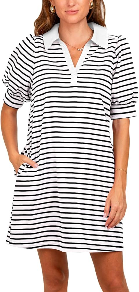 Yousify Womens Polo Dress Teacher Dresses Short Sleeve Tshirt Midi Outfits | Amazon (US)