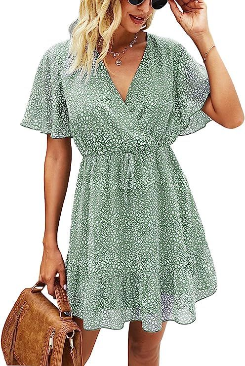 KIRUNDO Women's Petite Plus Size Soft Short Flowy Mini Dress | Amazon (US)