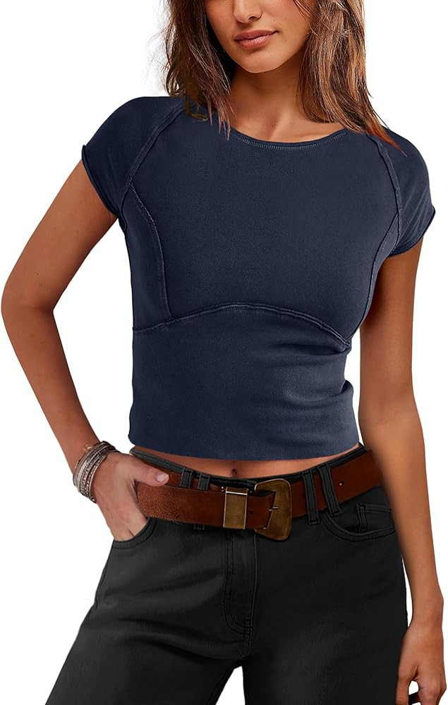 SENSERISE Crop Tops Tight T Shirts Slim Fit | Amazon (US)