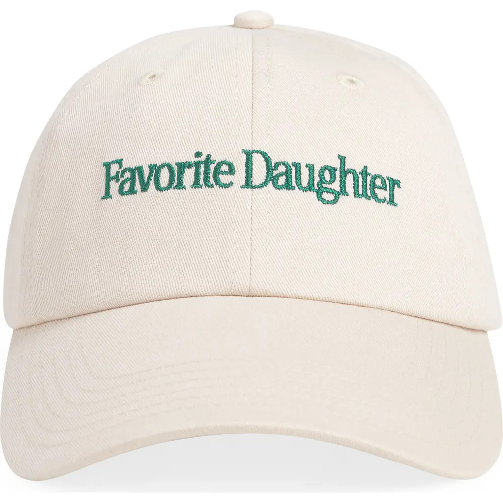 Favorite Daughter Classic Logo Cotton Twill Baseball Cap in Khaki/emerald at Nordstrom | Nordstrom