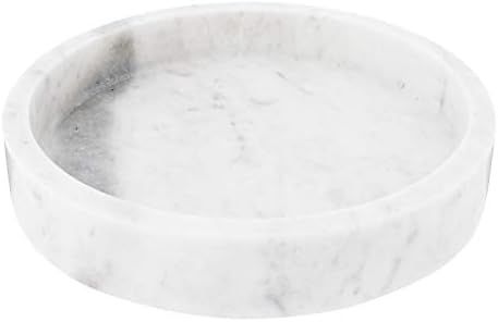 Creative Co-Op DF2369 8" Round Carved Marble Tray, White | Amazon (US)
