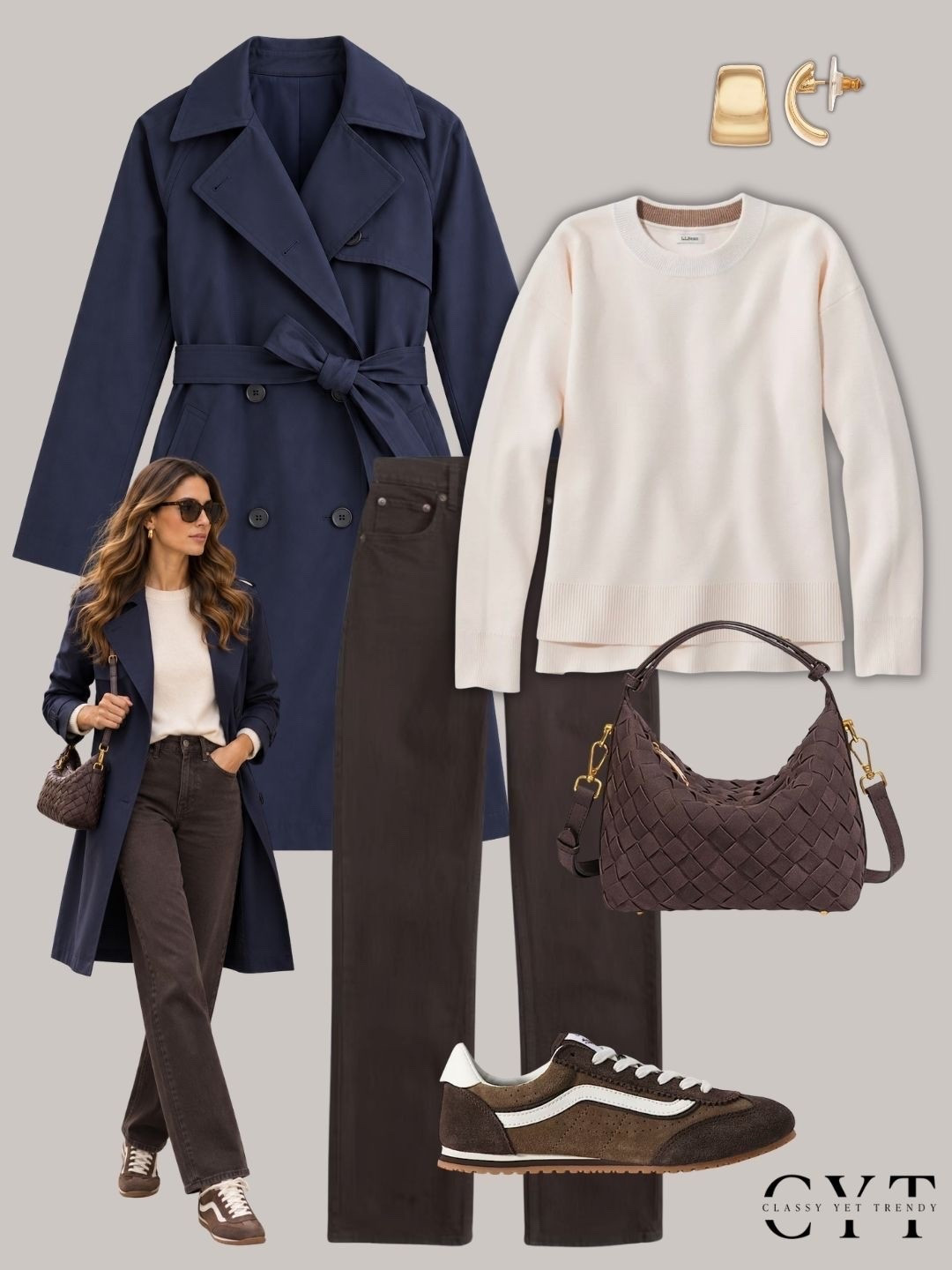 6 outfits with a navy trench coat ✔ Outfit ideas styled different 
ways with a sweater, boots, tee, loafer mules, low profile sneakers, striped sweater, suede sneakers, short sleeve sweater, loafers, cardigan and ballet flats.
.
#trenchcoat #neutrals #neutralstyle #outfitinspo #whattowear
