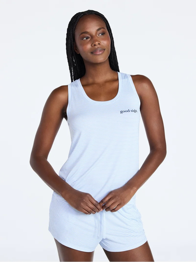 Joyspun Women's Tank Top and Shorts Pajama Set, 2-Piece, Sizes XS-3X | Walmart (US)
