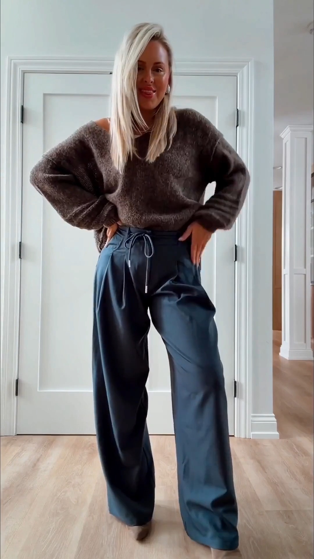 OOTD, wearing smalls. The most elevated track pants 🤍 I’ve worn these nonstop. Elastic in the back, business in the front. Adorable, wear and pack so well, and easy to dress up or down. So good ✨ my sweater comes in several colors and it’s 25% off right now 

Track pants. Date night. OOTD. 

#LTKootd #LTKgrwm #LTKSeasonal