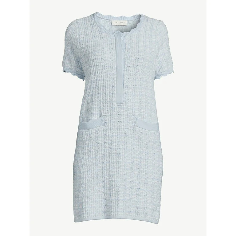 Free Assembly Women's Tweed Mini Sweater Dress with Short Sleeves | Walmart (US)