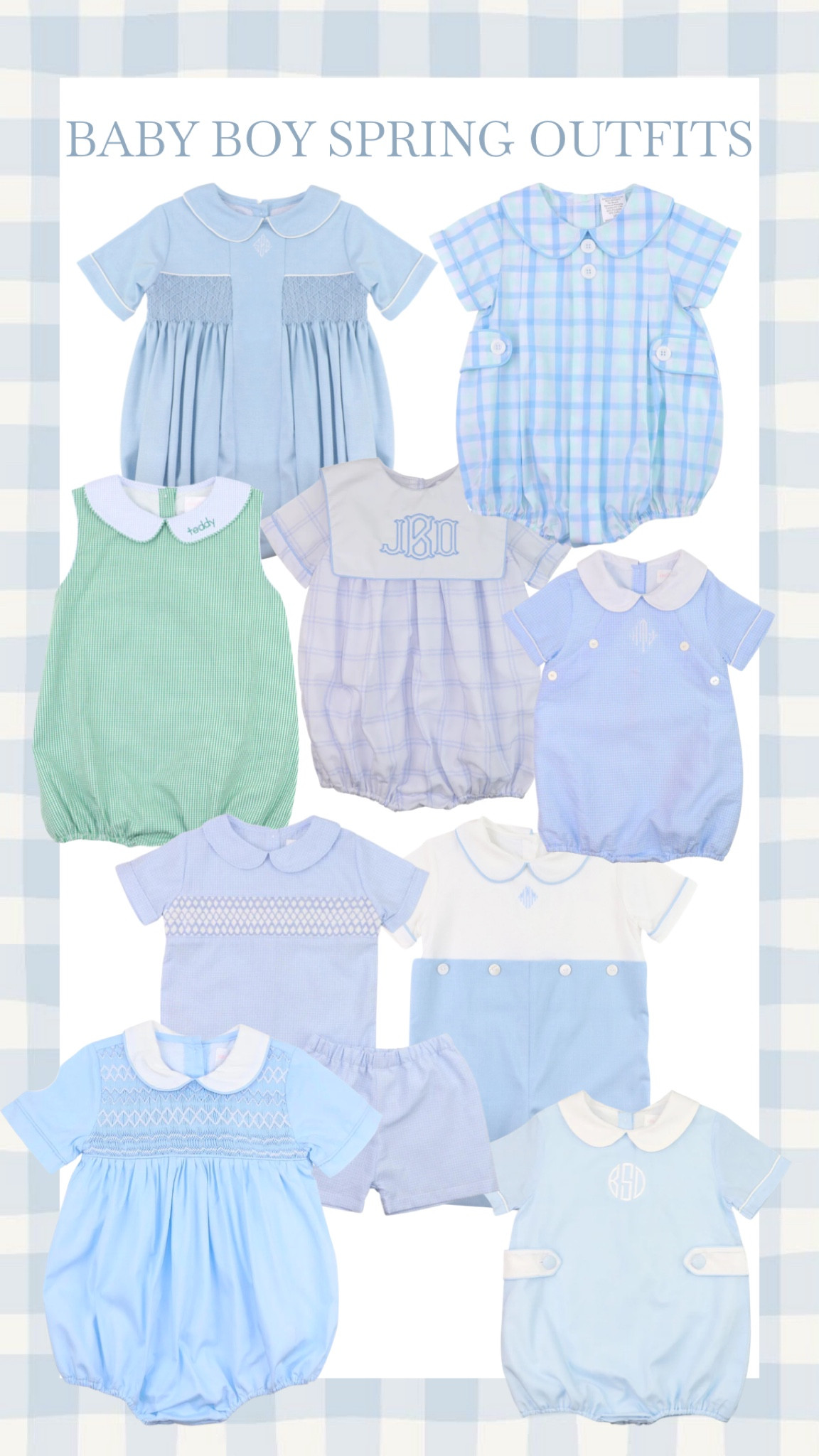 I gathered a bunch of super cute spring outfits for baby boys and little boys🩵 These outfits are perfect for the warmer months ahead—think fun prints, bright colors, playful patterns, and stylish detailing! 🧸  the sweetest little outfits🫶🏼 Whether you’re looking for something casual for playtime or a little more dressed up for family outings, these pieces are a must-have for any little guy’s wardrobe! ✨

#SpringStyle #LittleBoyFashion #BabyBoys #AdorableOutfits #PlayfulPatterns #LTKKids #SpringWardrobe #StylishKids #CuteAndComfy #easter #easteroutfit #baby #babyboy #babyclothes #babyboyclothes #kid #kidclothes #boy #boyclothes

#LTKBaby #LTKFindsUnder50 #LTKKids