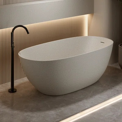 Modern Resin Stone Freestanding Tubs And Whirlpools Bathtub Bathroom With Pop-up Drain | Wayfair North America