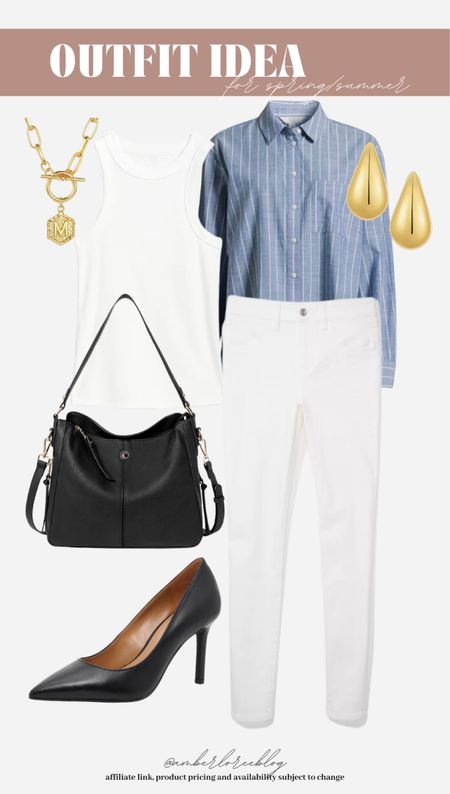 Business casual outfit idea! 

Spring styles / white jeans / spring outfit / office outfit inspiration 

#LTKfindsunder50 #LTKworkwear #LTKstyletip