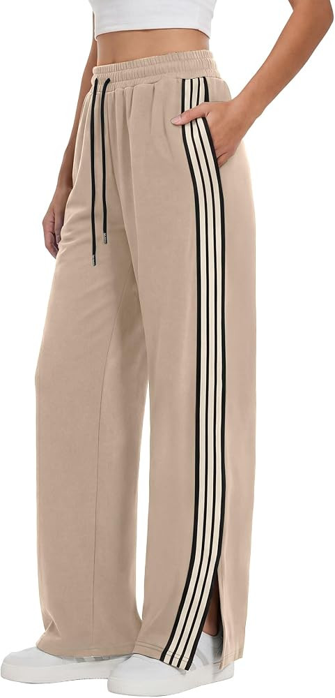 ANRABESS Women's Sweatpants Wide Leg Striped Track Pants | Amazon (US)