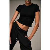 Black Soft Rib Short Sleeve Top | PrettyLittleThing UK