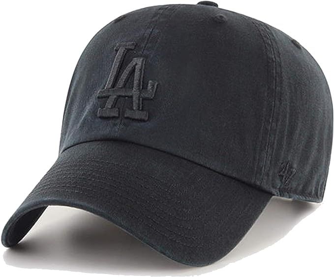 '47 Brand Los Angeles LA Dodgers Clean Up Hat Cap Adjustable (All Black) | Amazon (US)