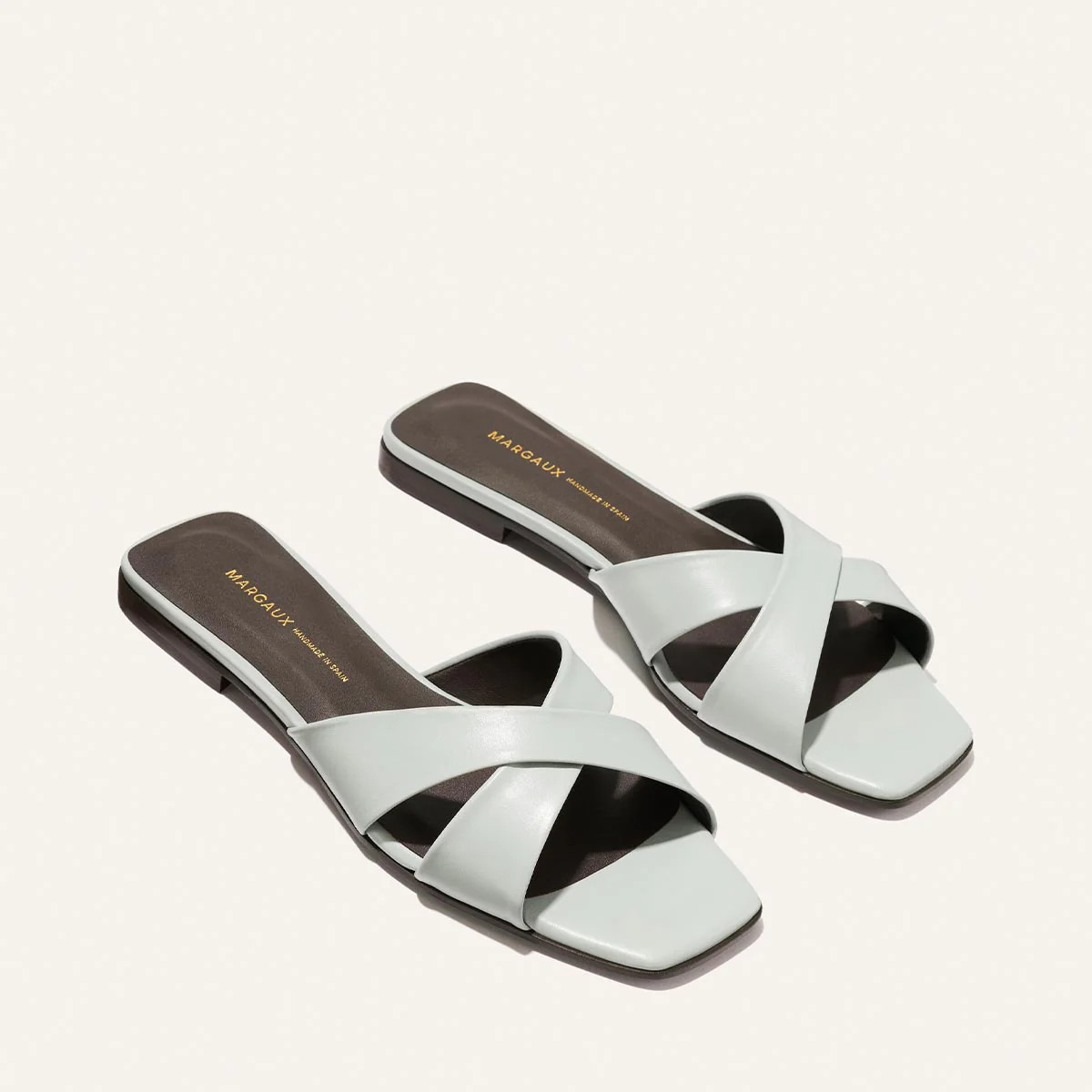 The Selene Flat Sandal - Sky Nappa | Margaux
