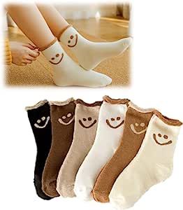 Slegrey 6 Pairs Lovely Smile Face Cotton Socks, Cartoon Smiley Face Socks, Smile Socks Women, Win... | Amazon (US)