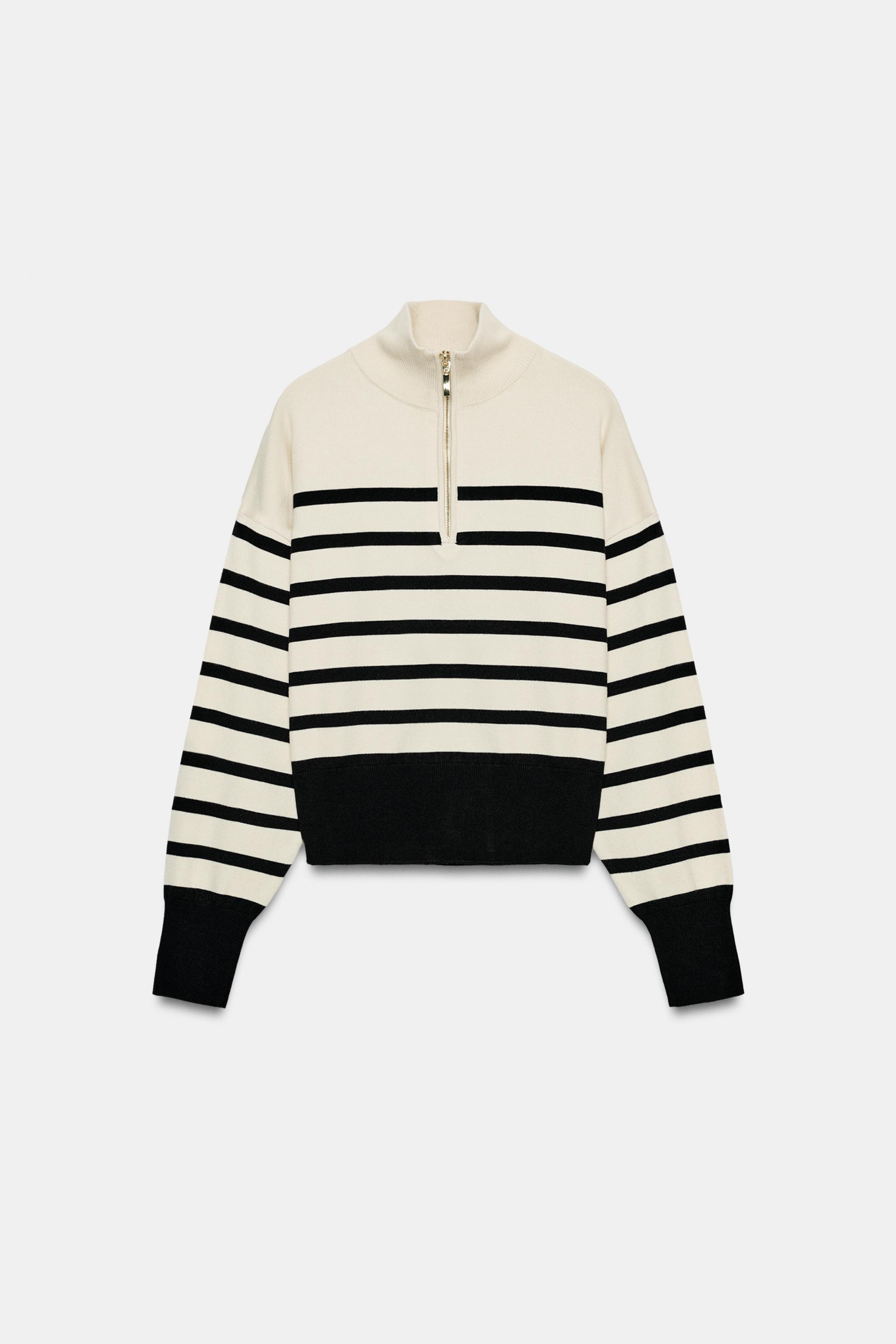 STRIPED KNIT ZIP-UP JUMPER | Zara US