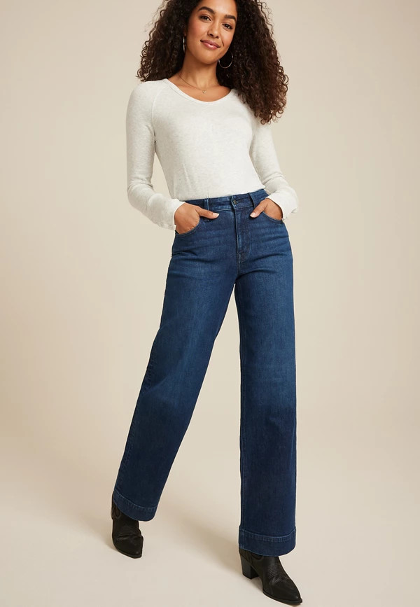 Dark High Rise Wide Leg Jean | Maurices