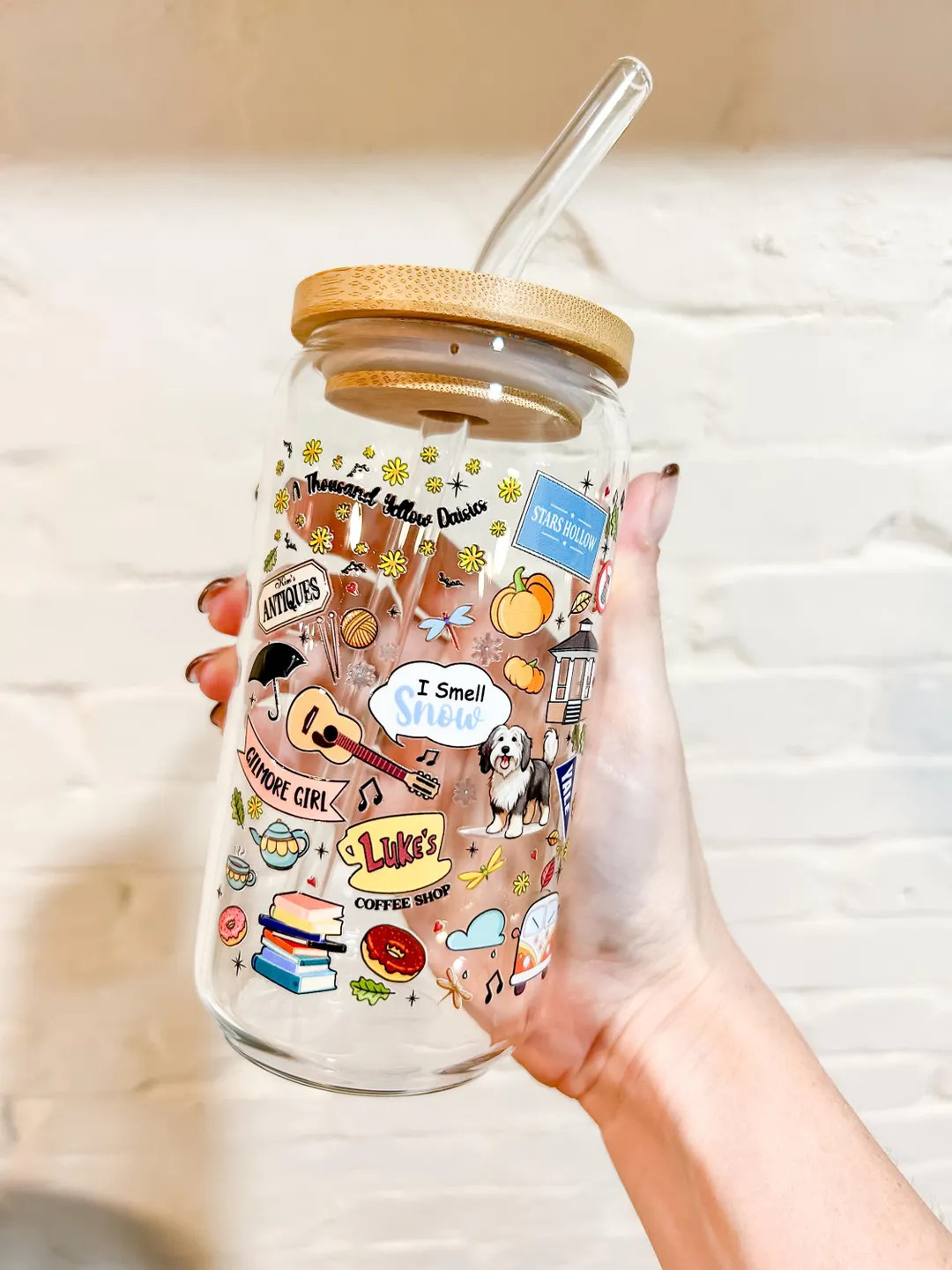 Gilmore Girls Stars Hollow ; Iced Coffee Glass; Beer Can Glass; Funny Gift; Lid and Straw; Gilmor... | Etsy (US)