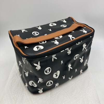 Vintage Y2K Black & White Monogram Playboy Bunny Zipper Travel Makeup Bag 6x6x10  | eBay | eBay US