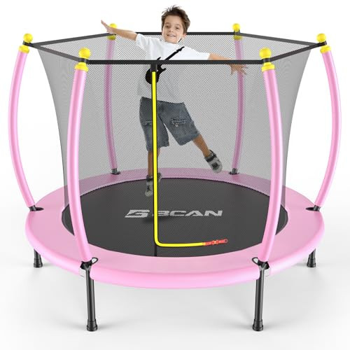 BCAN 60IN Mini Trampoline for Ages 2 to 5 Toddlers, 5FT Safety Toddler Trampoline - Pink | Amazon (US)