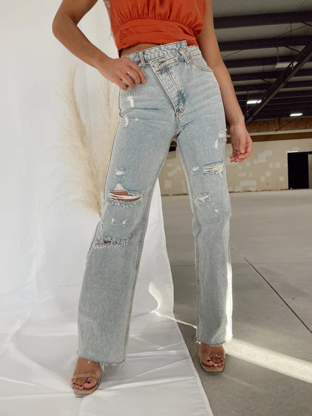 Hailey Cross Waist Denim | Lane 201 Boutique