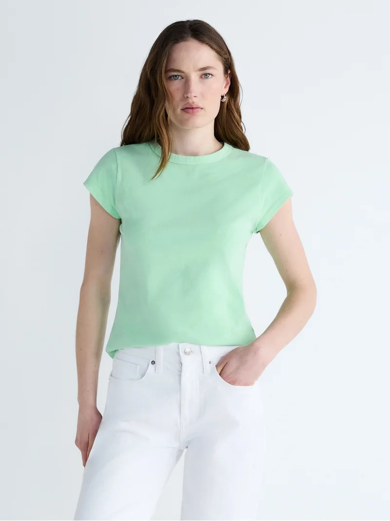Free Assembly Women's and Women's Plus Cap Sleeve Tee, Sizes XS-4X | Walmart (US)