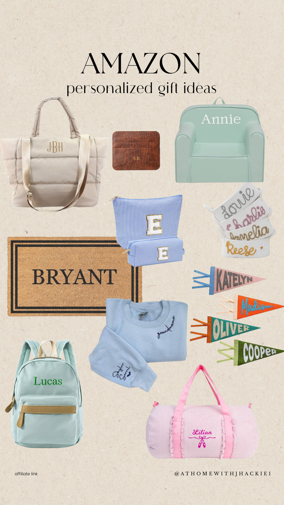 Amazon personalized gifts, monogram gift ideas, custom name gifts, kids personalized gifts, personalized duffle bag, monogram tote bag, custom doormat amazon, personalized backpack, name sweater kids, seersucker cosmetic bag personalized, custom pennant flag, embroidered gifts amazon, holiday personalized gifts 

 

#LTKGiftGuide #LTKHoliday #LTKSeasonal