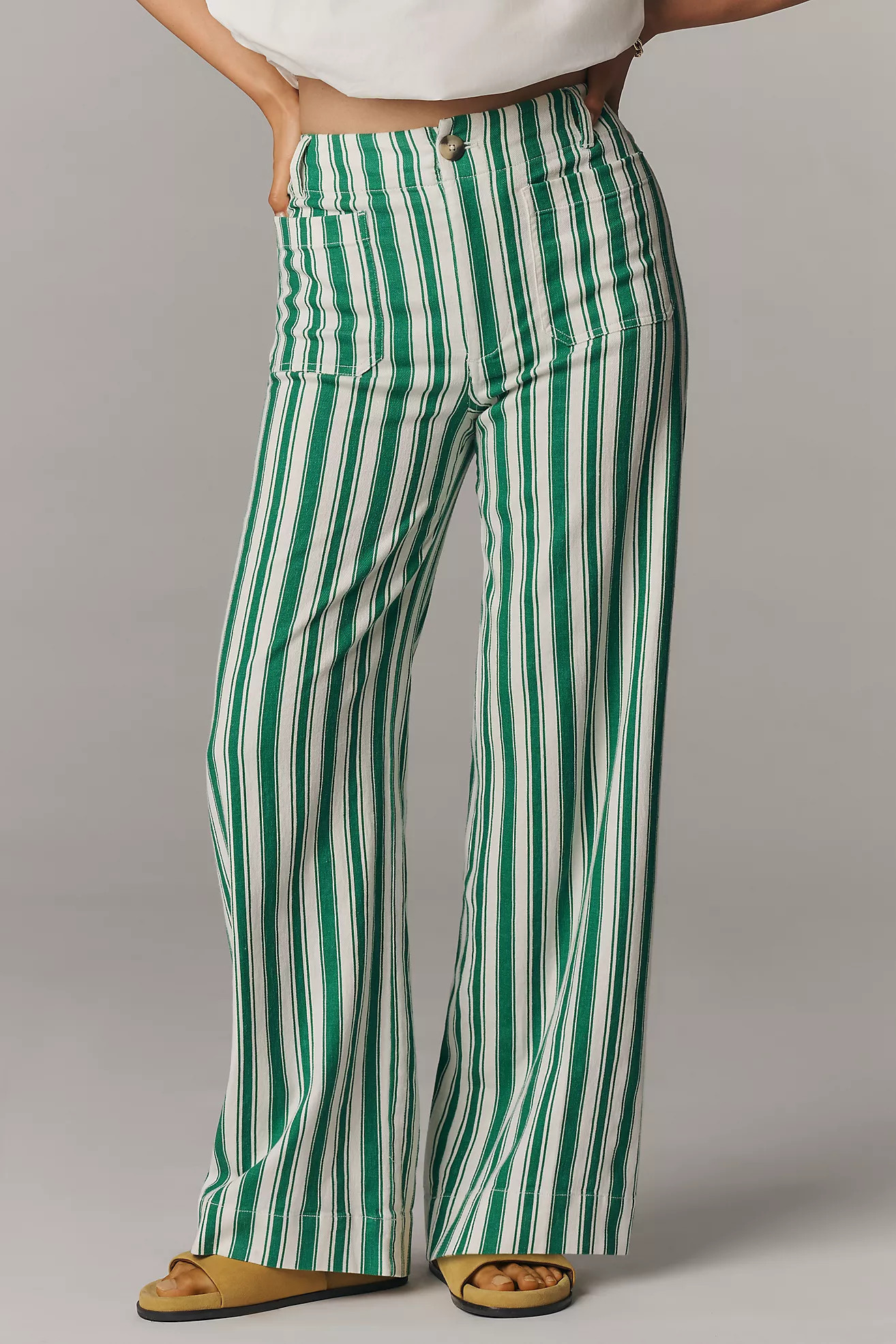 The Colette Striped Full-Length Wide-Leg Pants by Maeve | Anthropologie (US)