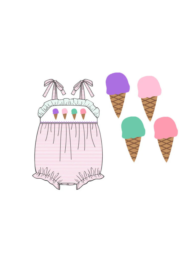 Pre-Order Smocked Ice Cream Stripe Bubble | The Smocked Flamingo