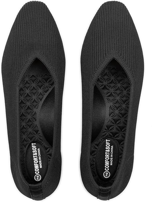 Frank Mully Women's Square Toe Knitted Flats Breathable Lightweight Slip-On Shoes with Arch Suppo... | Amazon (US)