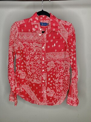 Vintage Polo Ralph Lauren Bandana Shirt Button Up Full Sleeves Size X-Small | eBay US