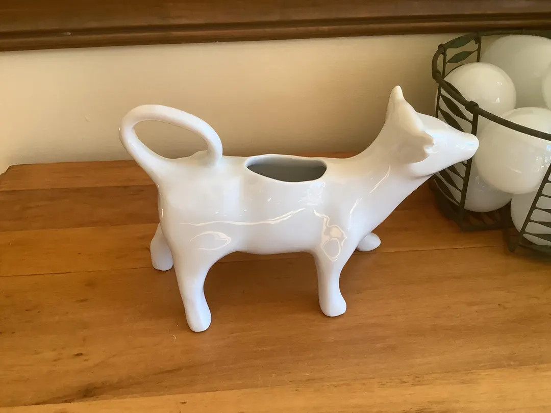Vintage French White Porcelain Cow Creamer - Etsy | Etsy (US)