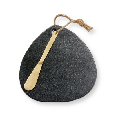 Tag Marble Teardrop Serving Board with Spreader - Elegant Black Serving Tray for Entertaining - 7" x 7.25" | Target