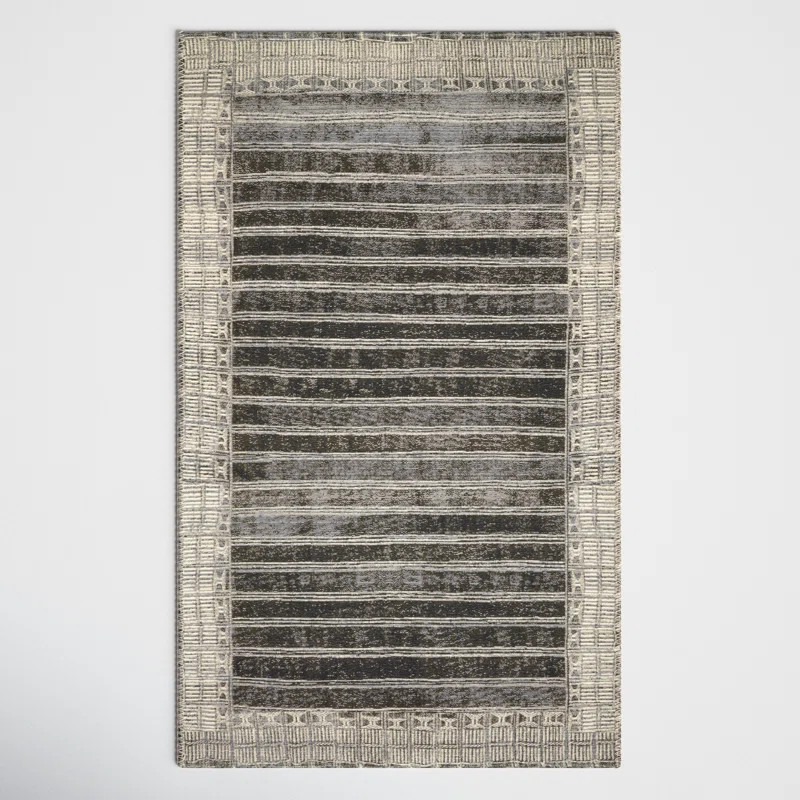 Joss & Main Boden Striped Charcoal/Ivory Indoor / Outdoor Area Rug & Reviews | Wayfair | Wayfair North America