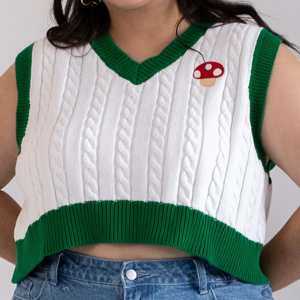 Sweater Vest - Mushroom Academy Green | Shiny by Nature