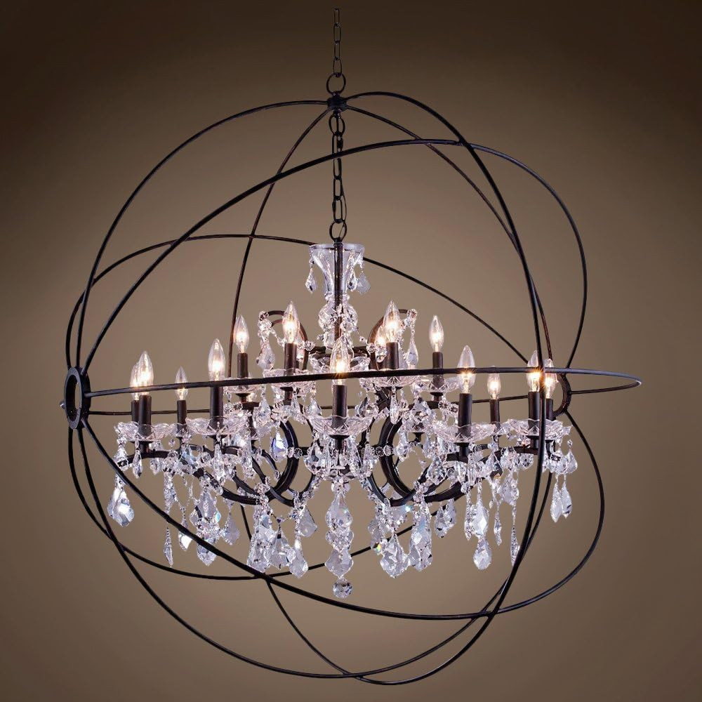 Foucault'S Orb Design 18 Lt 43.5" Dark Bronze Pendant with Clear European Crystal | Amazon (US)