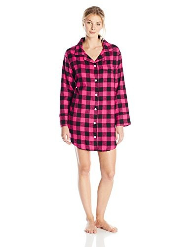 Bottoms Out Women's Button-Front Plaid Sleep Shirt with Piping | Amazon (US)