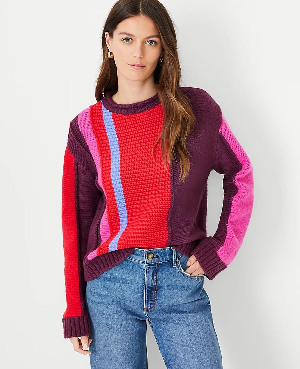 Colorblock Mixed Stitch Sweater | Ann Taylor (US)