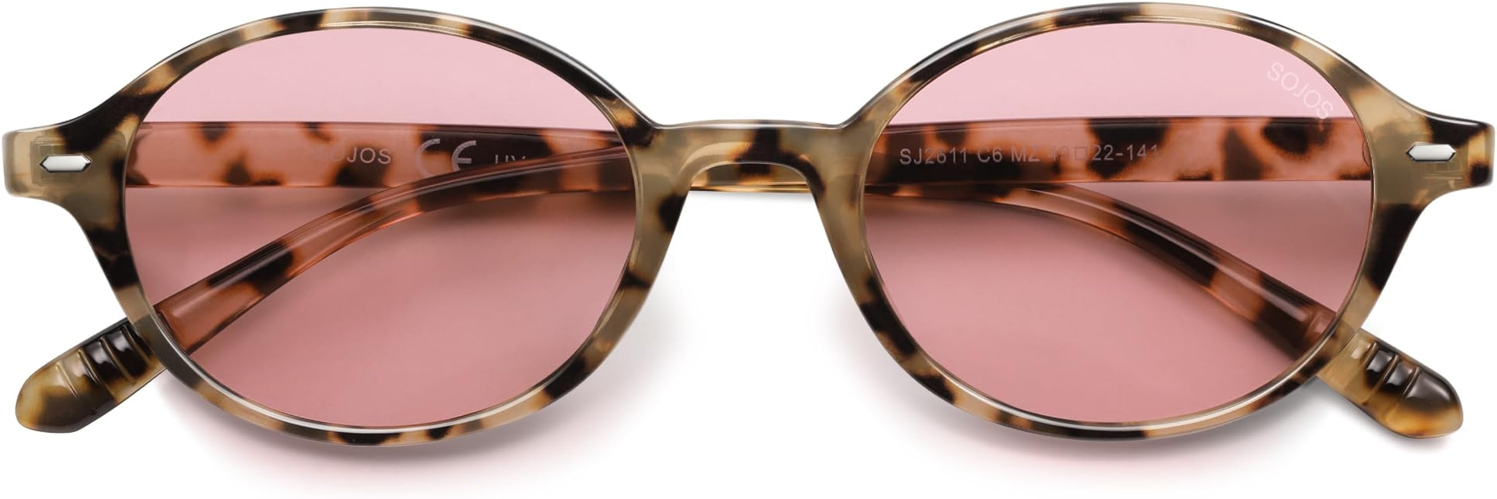 SOJOS Retro Oval Round Polarized Sunglasses Womens Mens, Small Chic Vintage Trendy Sunnies SJ2611 | Amazon (US)