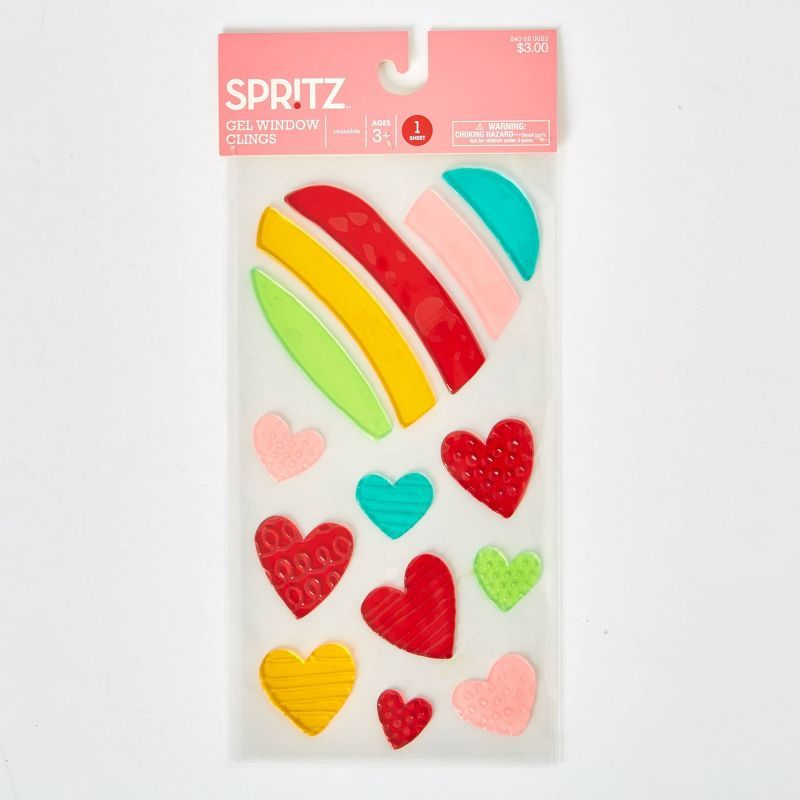 10pk Valentine's Day Multicolor Heart Window Clings - Spritz™ | Target