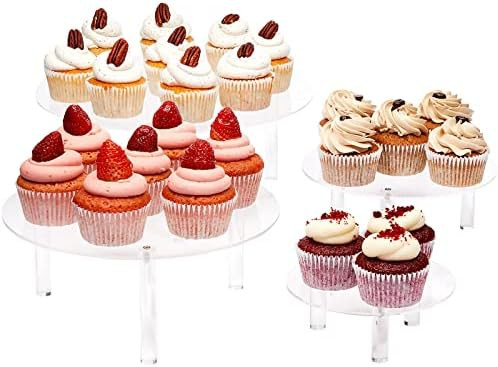 Juvale 4-Piece Round Acrylic Cake Stand Set - Versatile Dessert Display - Customizable Multi-Tier... | Amazon (US)