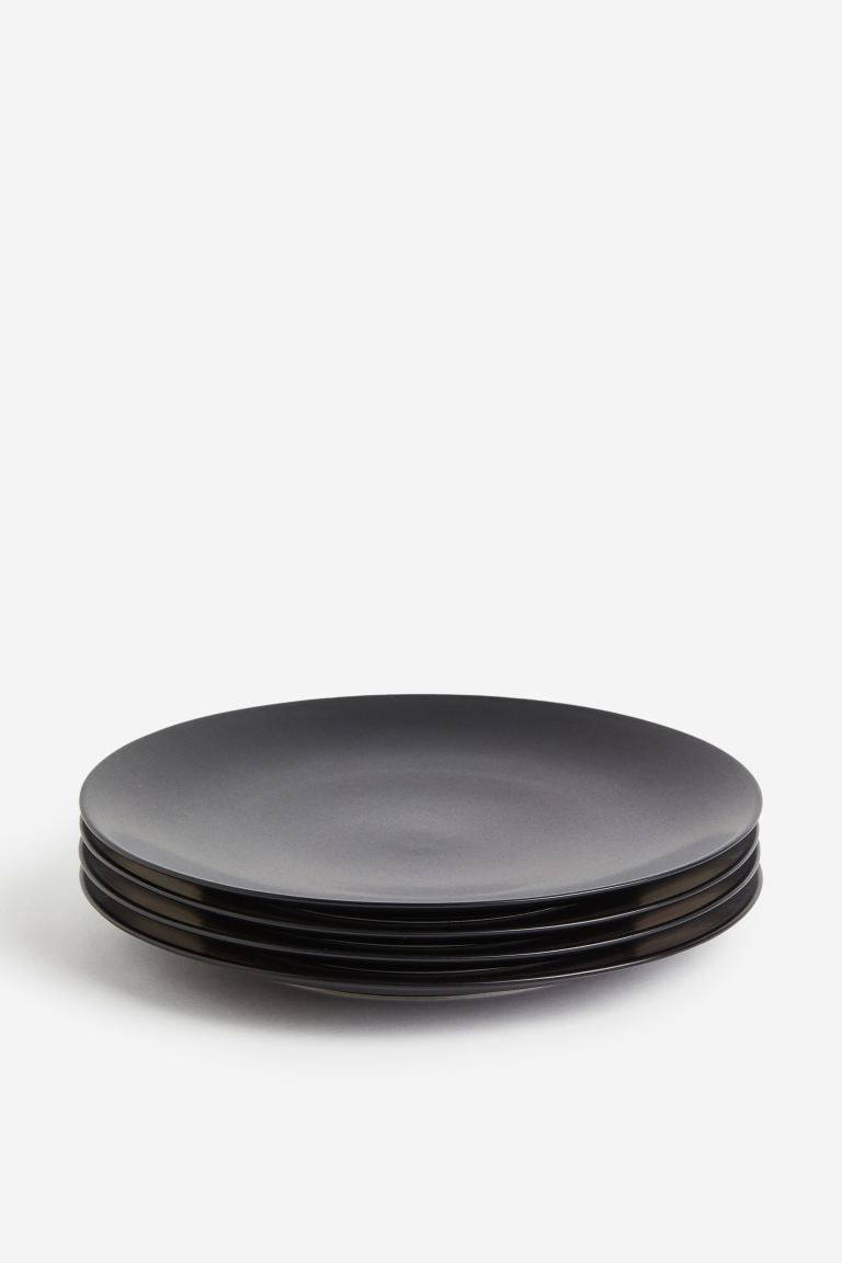 4-pack Porcelain Plates - Black - Home All | H&M US | H&M (US + CA)
