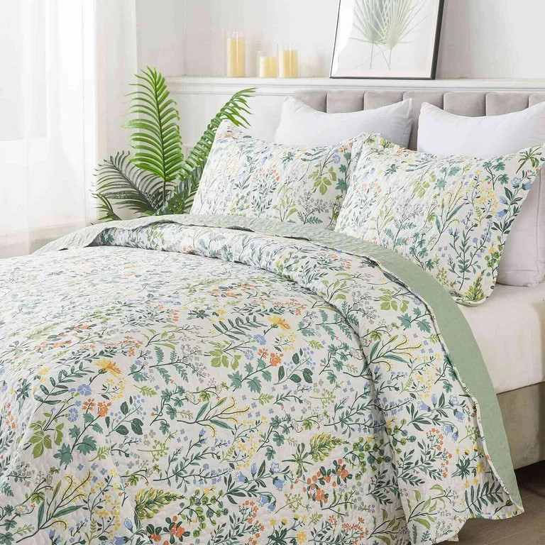 HoneiLife Quilts Queen Size - 3 Piece Microfiber Quilt set Reversible Bedspreads Patchwork Coverl... | Walmart (US)