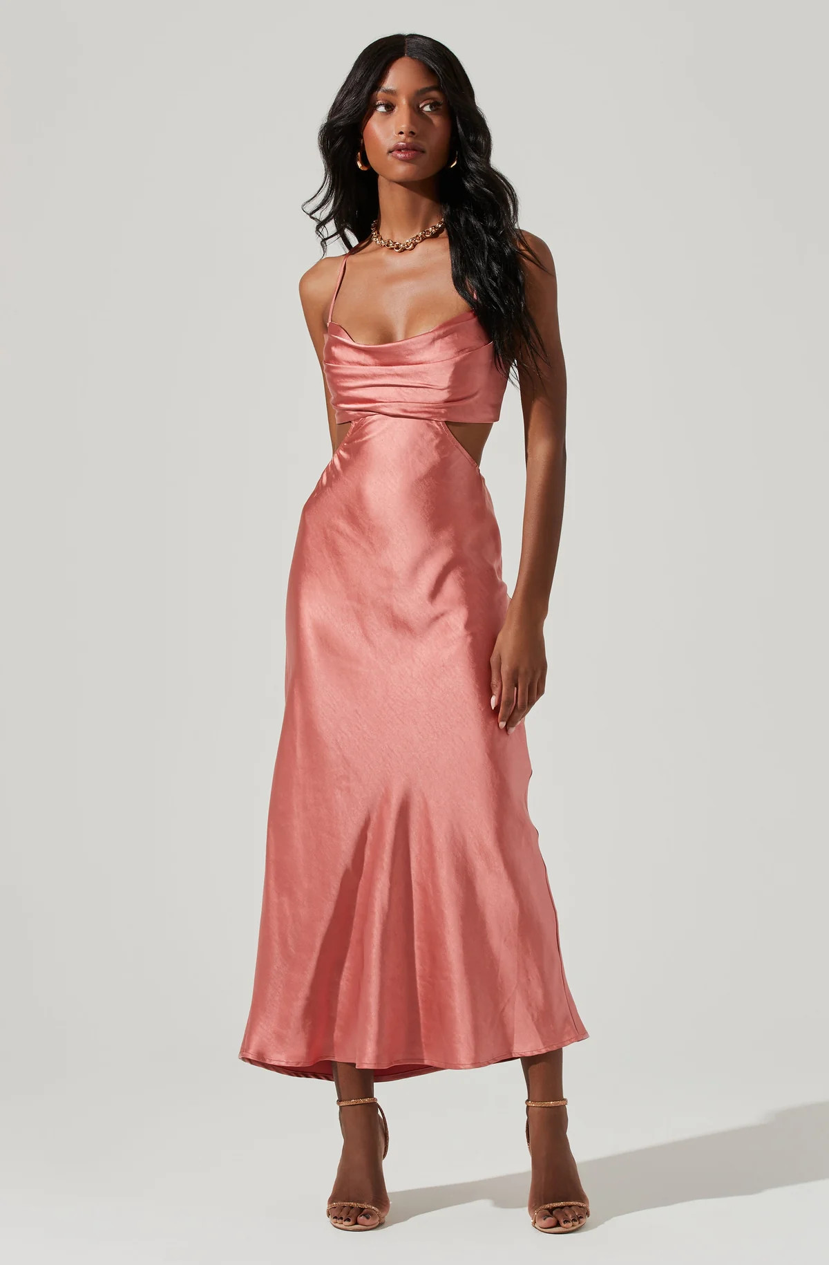 Colette Satin Cutout Midi Dress | ASTR The Label (US)