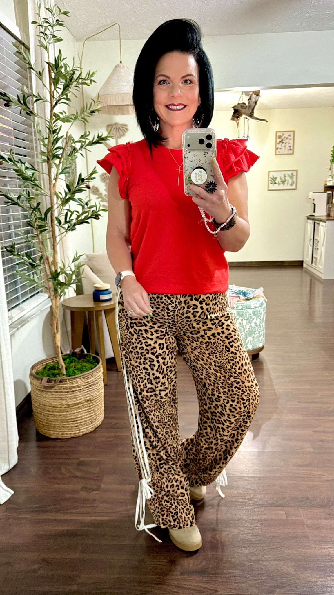 work outfits

Time and Tru Women's Cotton Crewneck Tee with Ruffle Flutter Sleeves
Size Medium I sized up 1

OYOANGLE Women's Leopard Print Striped Knot Side Trousers High Waist Straight Leg Baggy Pants
Size small TTS 

No Boundaries Women's Wedge Sneakers

14K Gold Plated Long Hammered Cross Necklace for Women Religious Faith Jewelry Christian Gift- looknfornless to the Miranda Frye 


#LTKootd #LTKPetite #LTKOver40