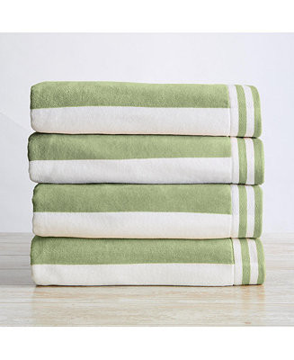 Linery & Co. 100% Cotton Velour Cabana Stripe Oversized Beach Towel, 4 Pack - 35 | Macy's